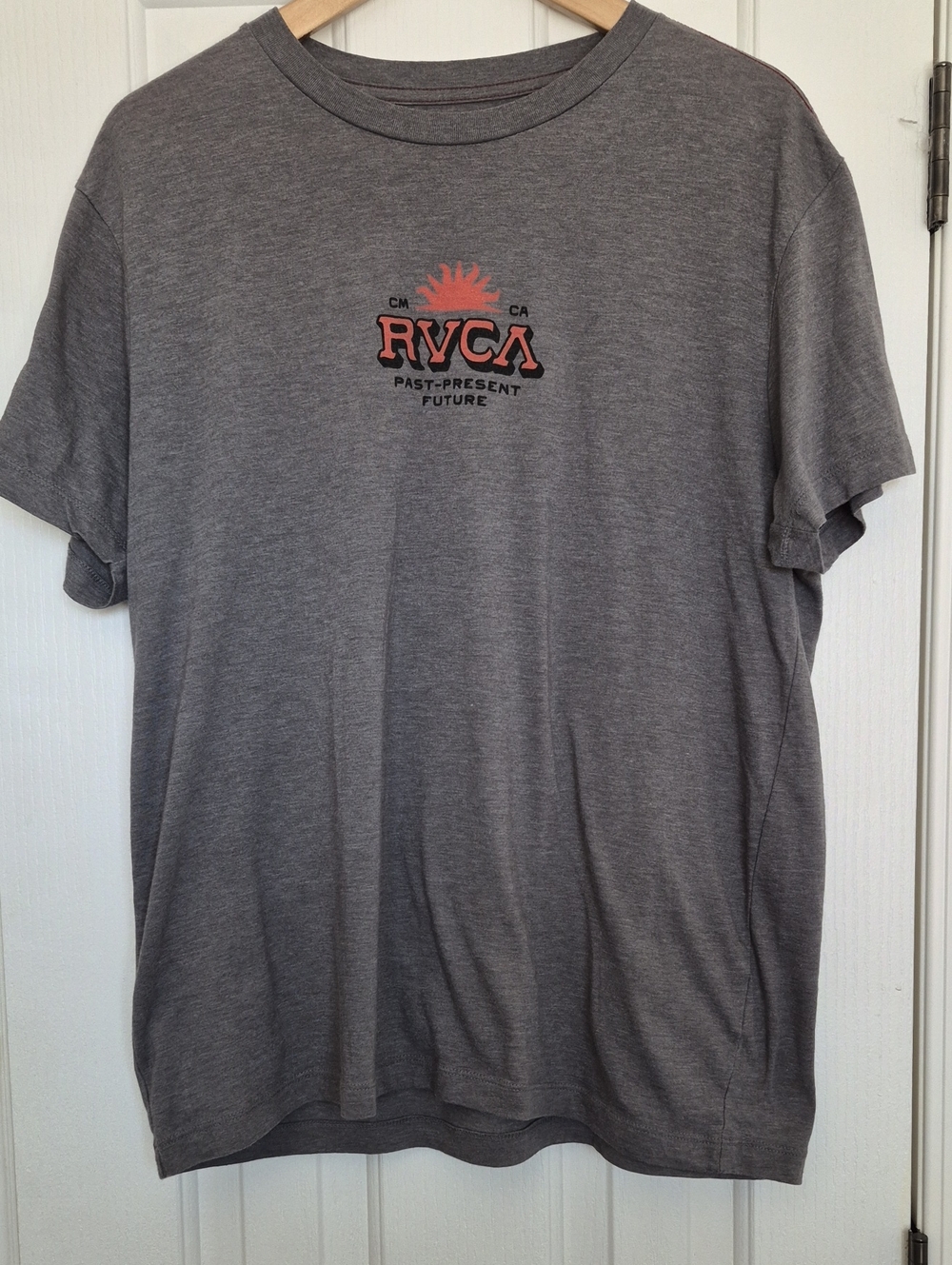 RVCA Gray Short Sleeve Tee with Red Logo